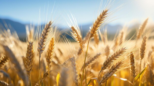 Wheat field plantation in hot summer day