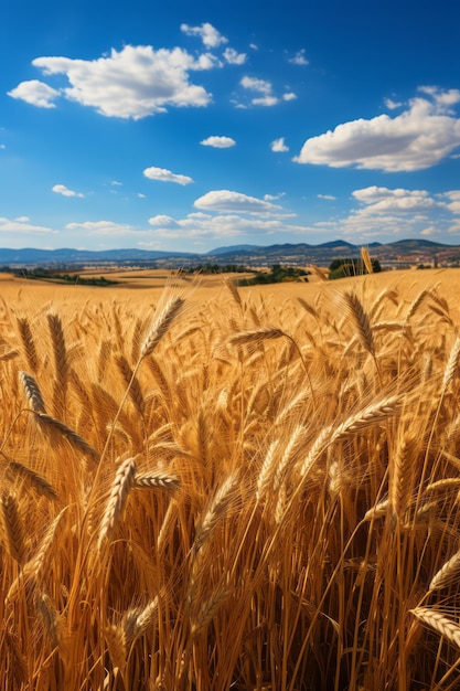 wheat field and sky with clouds