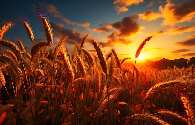 Wheat field at sunset