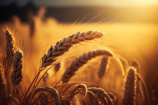 Wheat Field Texture Golden Barley Ears Background Ripening Cereals Abstract Generative AI Illustration