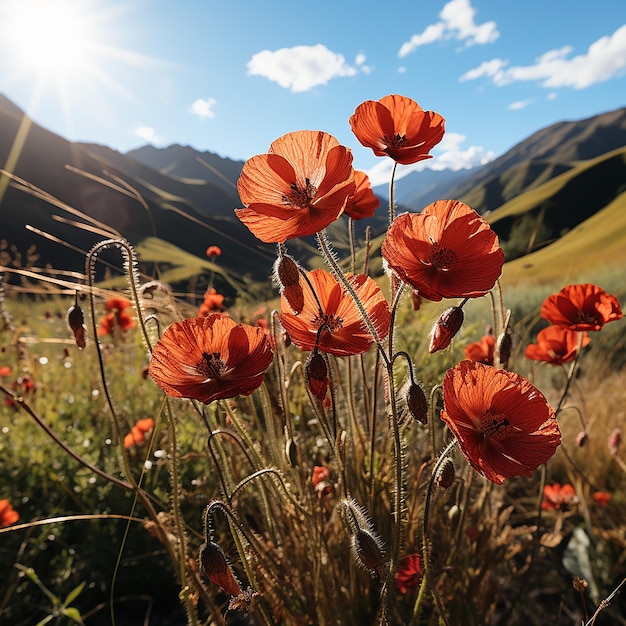 wheat field with black ears in a himalayan valley