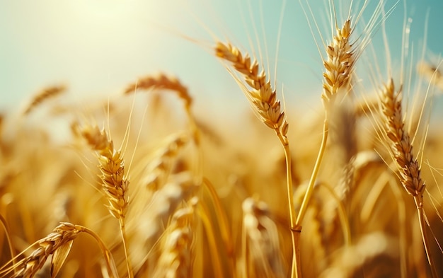 Photo wheat field with a blue sky in the background