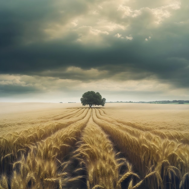 A Wheat Field with Cloudy Overtones