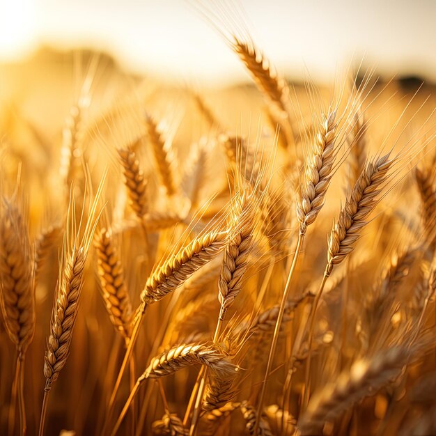 a wheat field with the sun behind it