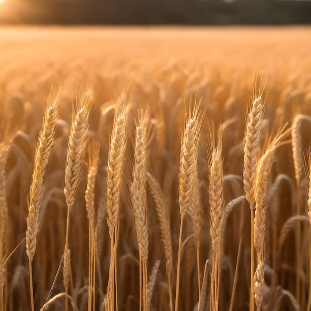 пшеничное поле с заходом солнца на заднем плане