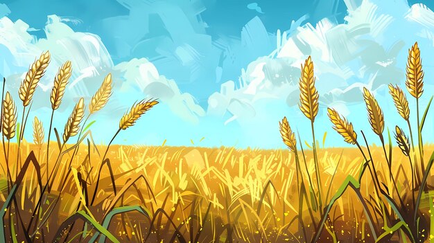Photo wheat fieldillustration background