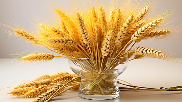 wheat in a glass bowl on white background