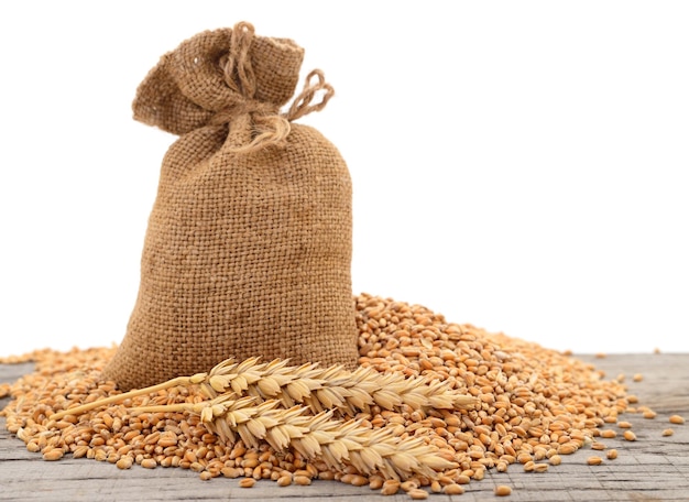 Wheat grain in sack