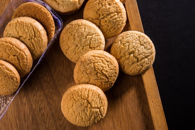 Wheat grain sweet cookies or biscuit, closeup