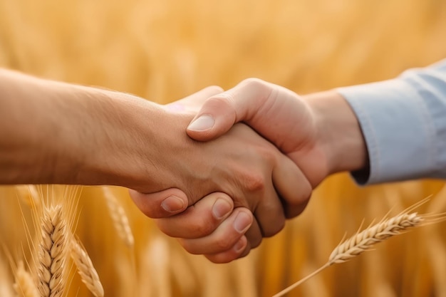 Wheat handshake Agriculture field deal Generate Ai