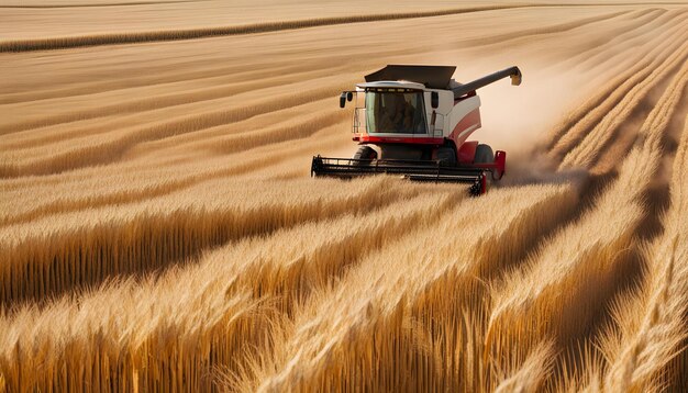 Foto raccolta di grano nella stagione estiva