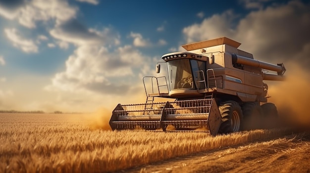 wheat harvesting HD 8K wallpaper Stock Photographic Image