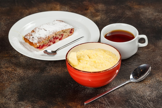 Wheat porridge in a bowl