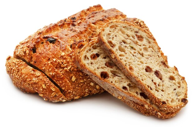 Wheat sesame bread over white background