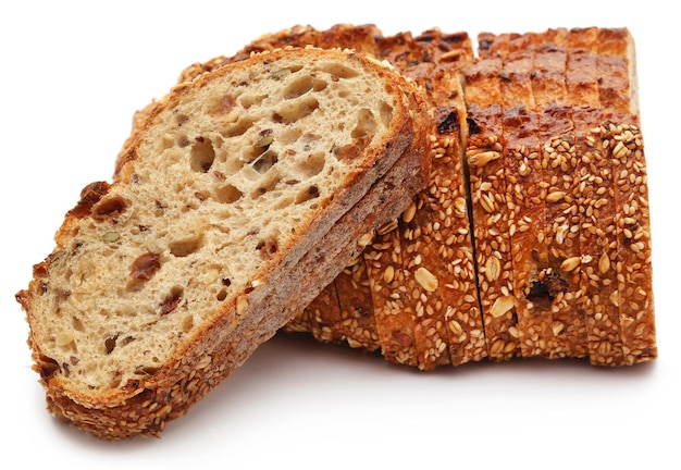 Photo wheat sesame bread over white background