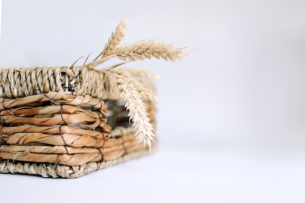 wheat stalks in a knitted basket