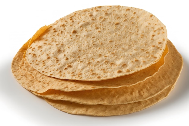 Wheat tortillas on a white background