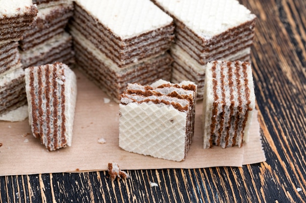 Wheat waffles with chocolate filling