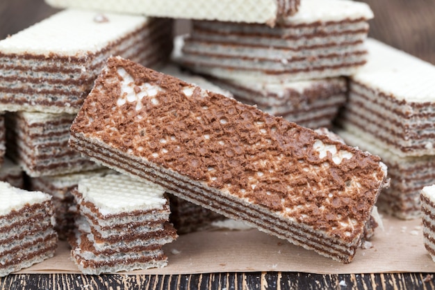 Wheat waffles with chocolate filling