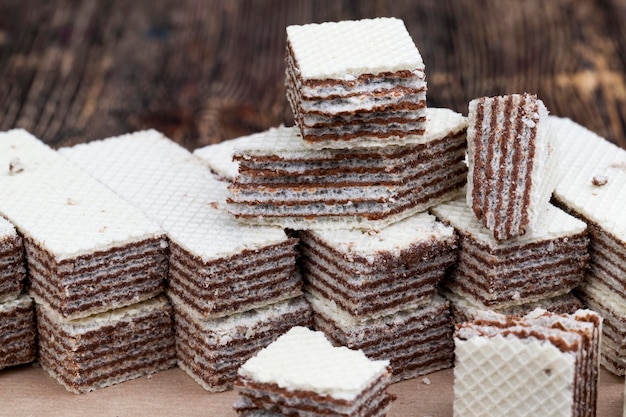 Wheat waffles with chocolate filling