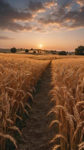 Wheatfield at sunset