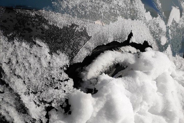 Wheel of a car stuck in the snow