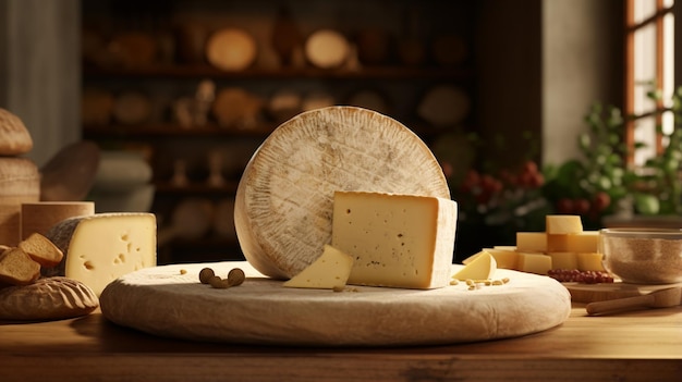 a wheel of cheese