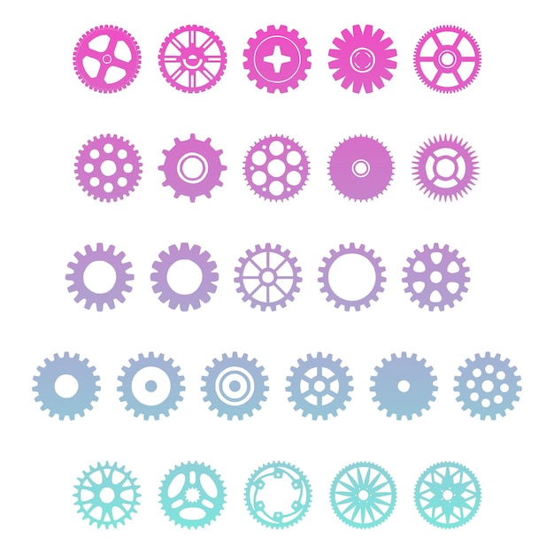 wheel icons items gradient effect photo jpg vector set