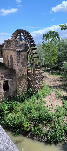 Foto una ruota su cui è scritta la parola mulino a vento