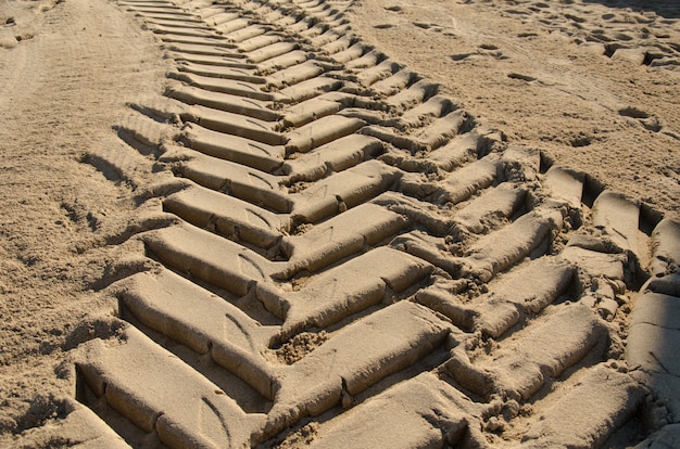 Wheel tracks on the sand