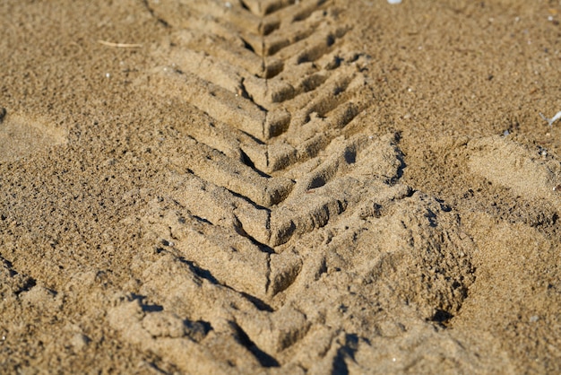 Wheel trail on the sand