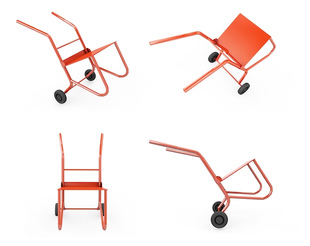 Wheelbarrow close-up on a white. 3d render image.