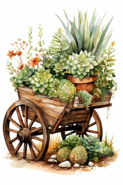 wheelbarrow met planten clipart