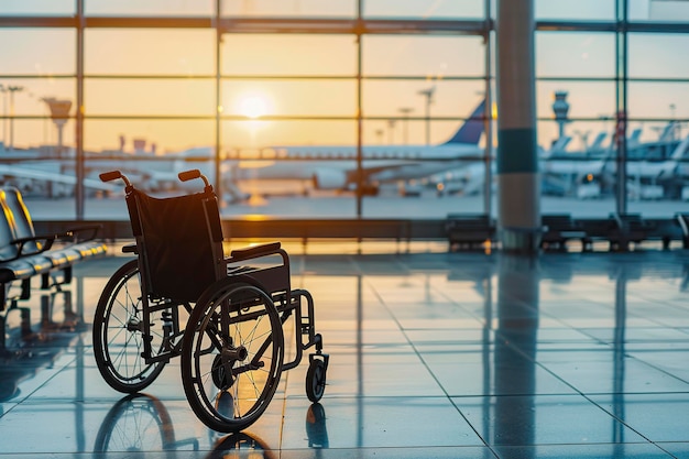 Photo wheelchair in the airport terminal