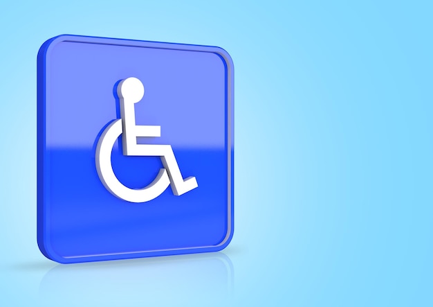 Wheelchair disabled metal sign on gray background Access and services for handicapped people concept