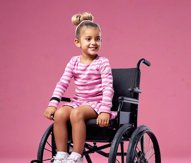 Photo wheelchair handicap accessibility disabled a little girl in a wheelchair
