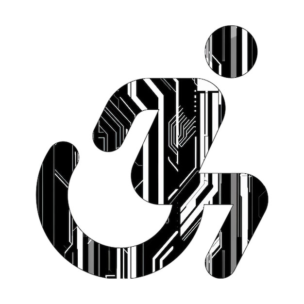 Икона движения инвалидной коляски черно-белая технология текстуры