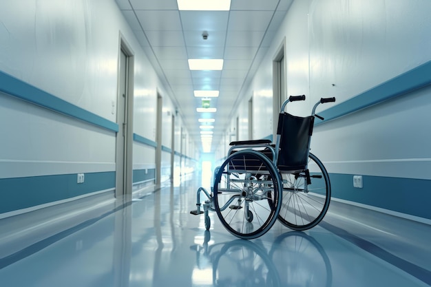 Wheelchair Parked in Long Hallway