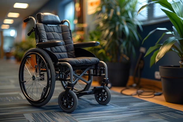 Wheelchair Next to Potted Plant in Room Generative AI