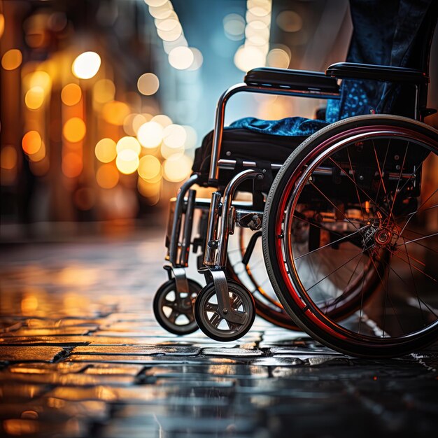 Photo a wheelchair with the back wheel and the back wheel of it