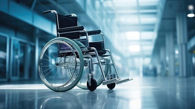 Foto sedie a rotelle in ospedale con spazio per copie in area concetto medico o assicurativo