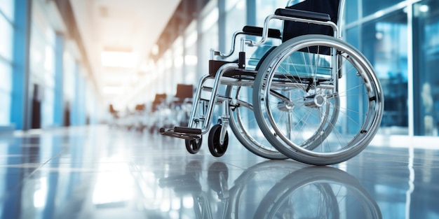 Wheelchairs in the hospital with copy space on area