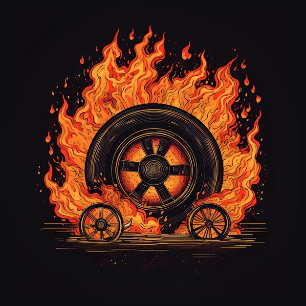 Photo wheels in fire