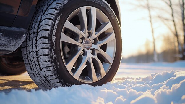 Wheels with winter tires ready for winter with snow and all difficult weather conditions