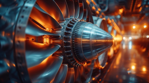 Photo when an airplane parks at the airport the gas turbine engine is closed up for maintenance technicians and mechanics repair hydraulics and check the system of the power plant