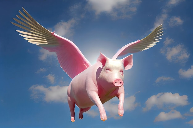 When pigs fly or pigs might fly idiom Pig with wings Generative AI