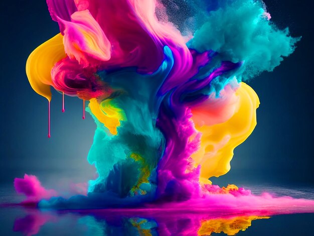 When world collide swirling liquid cloud colour paint Paint drip background