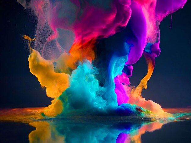 When world collide swirling liquid cloud colour paint Paint drip background