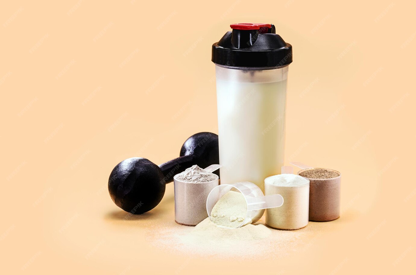 Premium Photo Whey or casein shake whey smoothie with protein