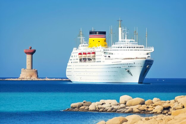 While on a cruise ship in Greece passengers can enjoy a variety of activities including shore excursions to ancient ruins and exploring local markets and restaurants AI generative